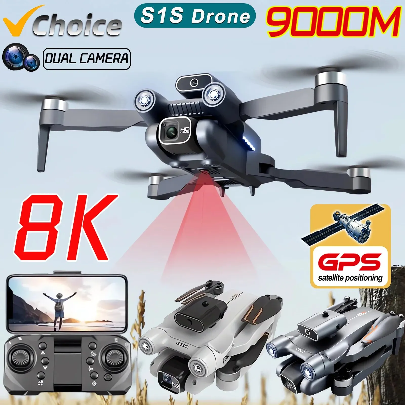 New S1S 5G GPS Drone Camera 8K - Drone Camera Professional ulasan dan harga